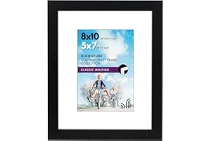 Americanflat 8x10 Black Picture Frame - Made to Display Pictures 5x7 with Mat or 8x10 Without Mat