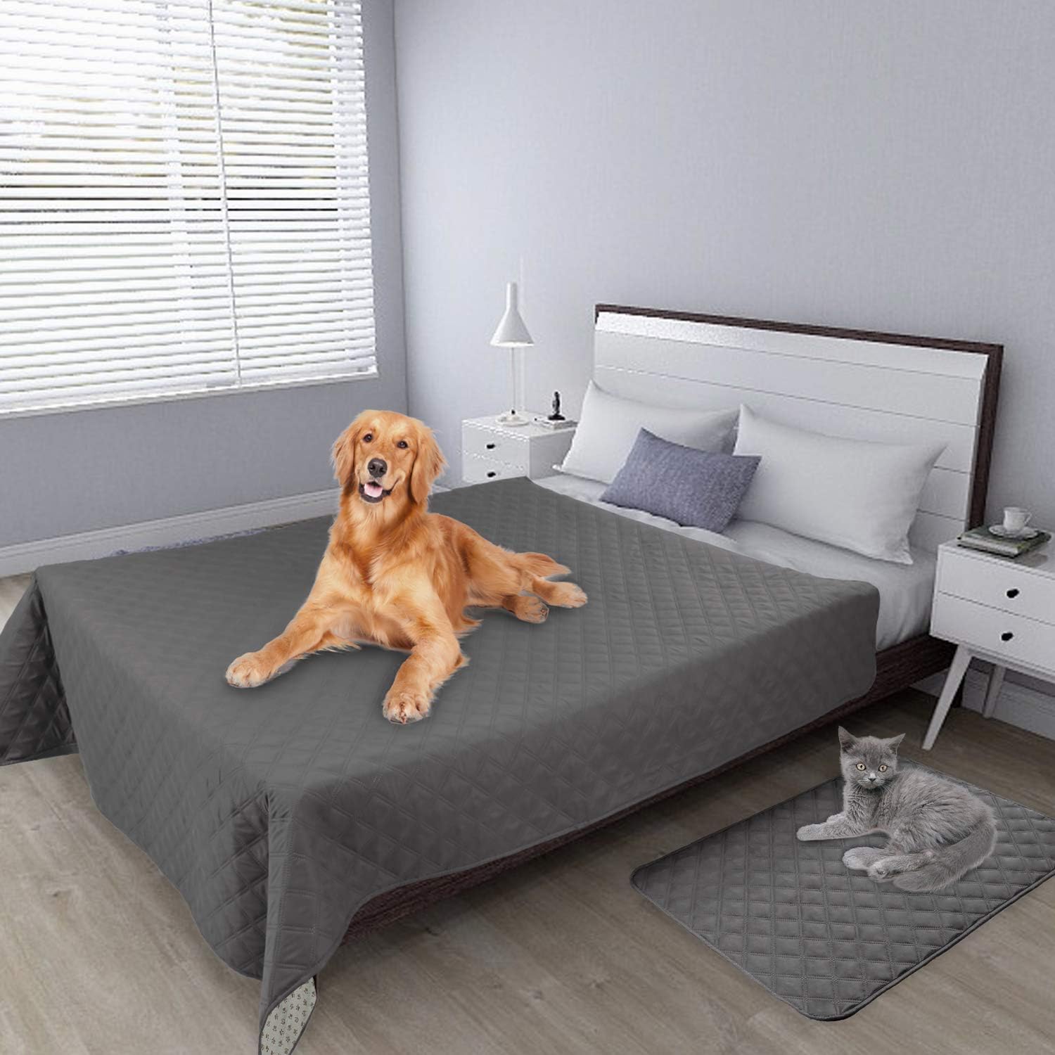 Easy-Going 100% Waterproof Dog Bed Cover Washable Couch Cover Non-Slip Sofa Cover Furniture Protector Cover Reusable Incontinence Bed Underpads for Pets Kids Children Dog Cat(68x82 in,Gray): Home & Kitchen