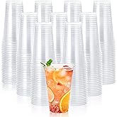 Lilymicky 600 Pack 20 oz Clear Plastic Cups, PET Disposable Drinking Cups, Crystal Clear, Perfect for Ice Coffee, Smoothie, Soda, or Any Cold Drinks