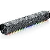 SOULION R100 Plus Computer Speakers with Dynamic RGB Light, Rechargeable Bluetooth Speaker with Switch Button, Clearly Sound Soundbar for Desktop Monitor, PC, Tablets(3.5mm Aux Connection Included)