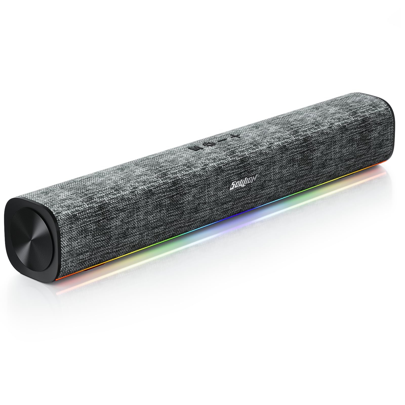 Photo 1 of SOULION R100 Plus Computer Speakers with Dynamic RGB Light, Rechargeable Bluetooth Speaker with Switch Button, Clearly Sound Soundbar for Desktop Monitor, PC, Tablets(3.5mm Aux Connection Included)