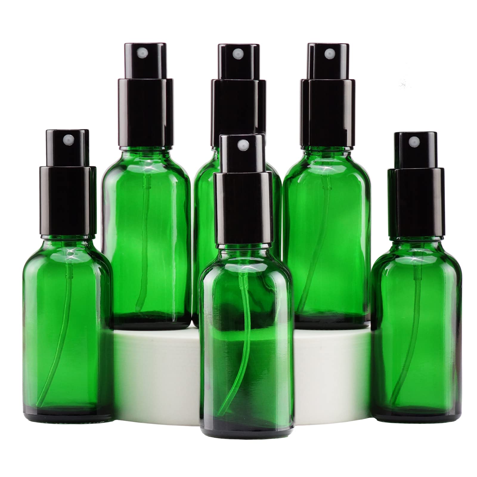 Yizhao 30ml Green Glass Spray Bottle for Essential Oils, Small Empty Fine Mist Spray Bottle, for Cleaning, Aromatherapy, Cosmetic Sprays, Hair –6 Pcs