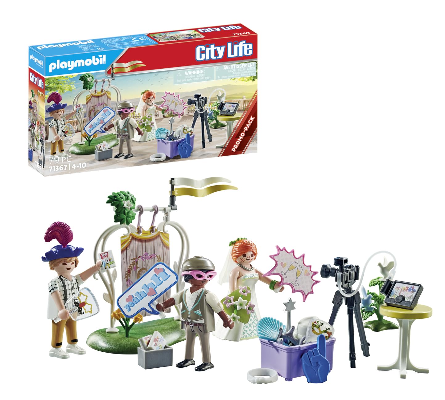 PLAYMOBIL 71367 City Life Wedding Photo Booth Promo Pack, photos of the wedding party, imaginative play fun with masks and many accessories, ceremonial role-play, playset suitable for children ages 4+ — image 1