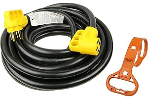 PEAKTOW PTR0122 RV Extension Cord 50Amp 50ft Power Supply Cable with LED Indicator, Grip Handle, and Cord Organizer ETL/cETL 