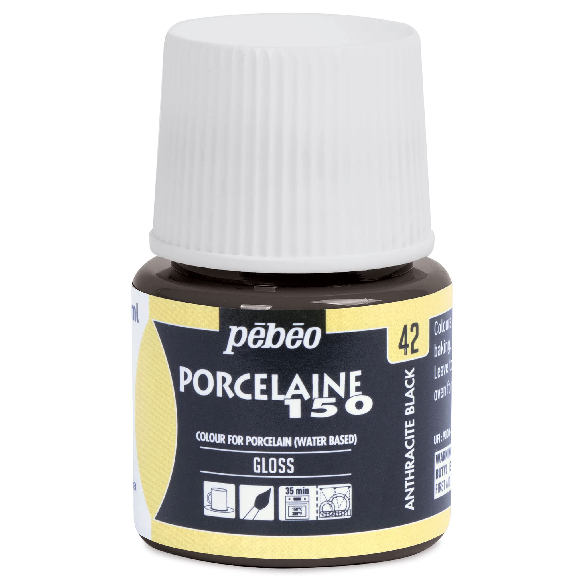 Pebeo 024-042 Porcelaine 150 China Paint 45-Milliliter Bottle, Anthracite Black