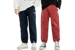 MINI PANDA Toddler Pants，Little Girls Pants 2T-6T，Little Boys Stretch Fabric Pants 2-Pack