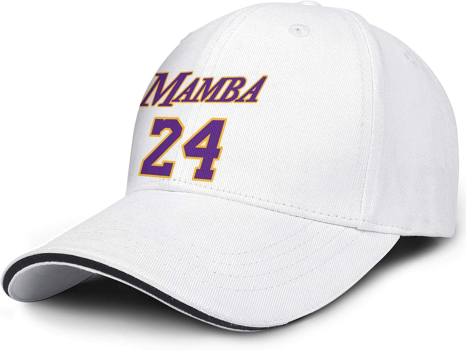 Amazon Com Unisex Designer Hat Adjustable Basketball Player Mamba 24 White Classic Snap Baseball Cap Clothing
