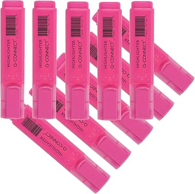 Q-Connect Highlighter Pen Pink | Emphasise Text | No Fade on Paper