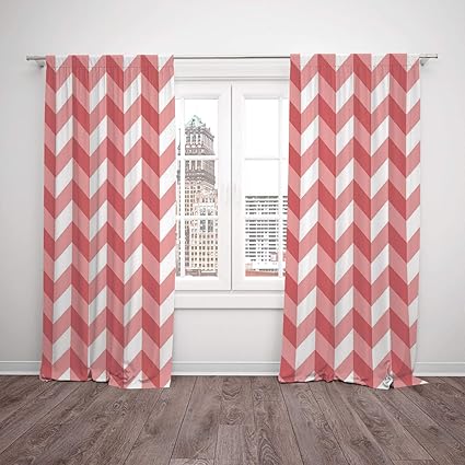 Polyester Window Drapes Kitchen Curtains Coral Retro Abstract