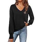 MEROKEETY Women's 2025 Fall Long Sleeve Sweater V Neck Winter Tops Casual Lightweight Knit Pullover Shirts
