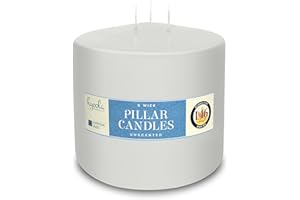 HYOOLA White Three Wick Large Candle - 6 x 6 Inch - Unscented Big Pillar Candles - 146 Hour - European Made