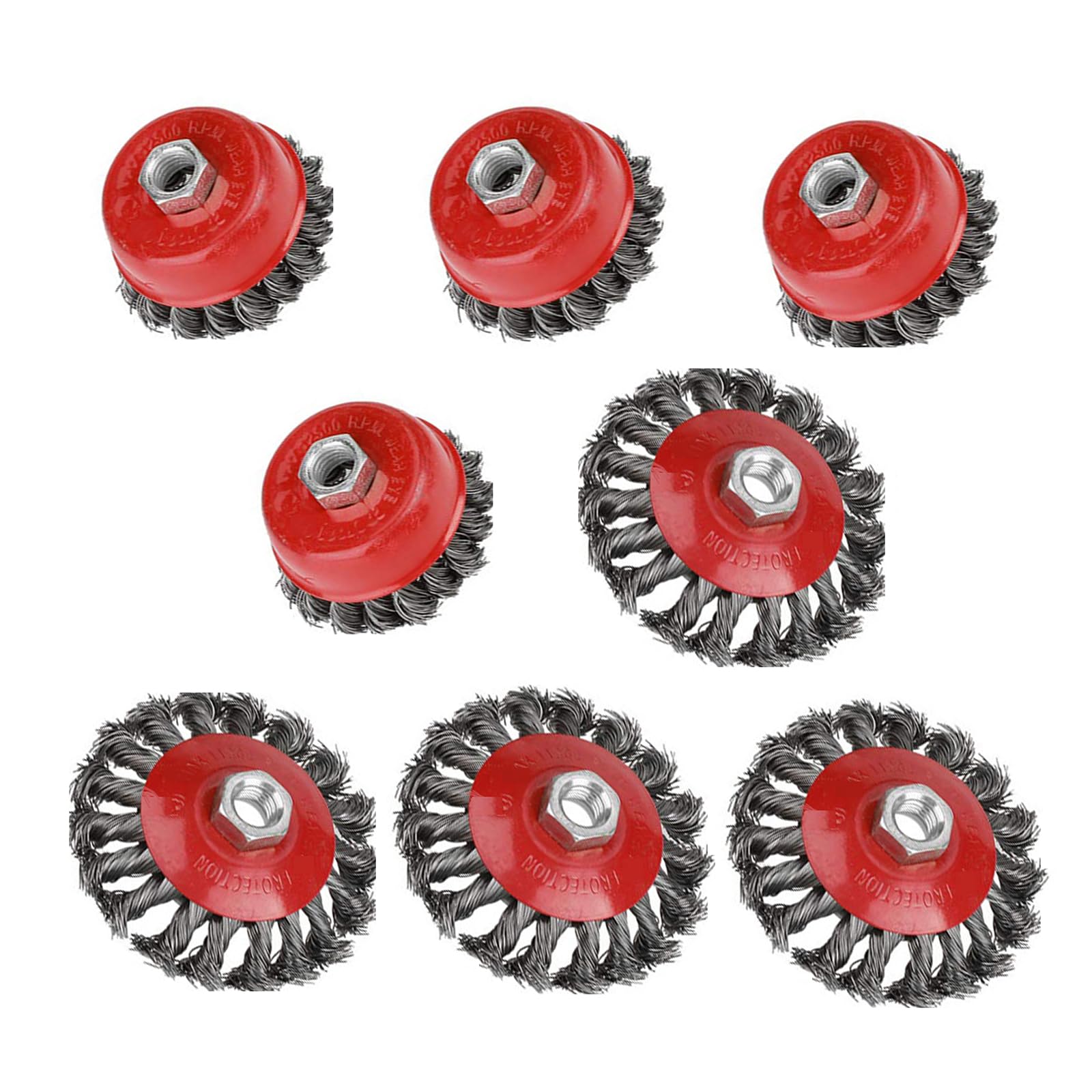 UNGFEI 8 PCS Angle Grinder Wire Brush Set, Twist Knot Wire Wheel Brush for 115mm Angle Grinder With M14 Thread, Ø 75 mm Ø 100mm