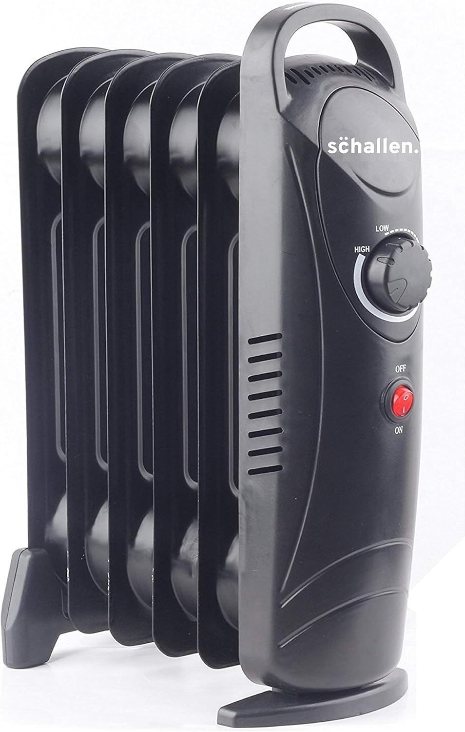 Schallen 800W 6 Fins Black Portable Electric Slim Oil Filled Radiator Heater with Adjustable Temperature Thermostat - Image 3
