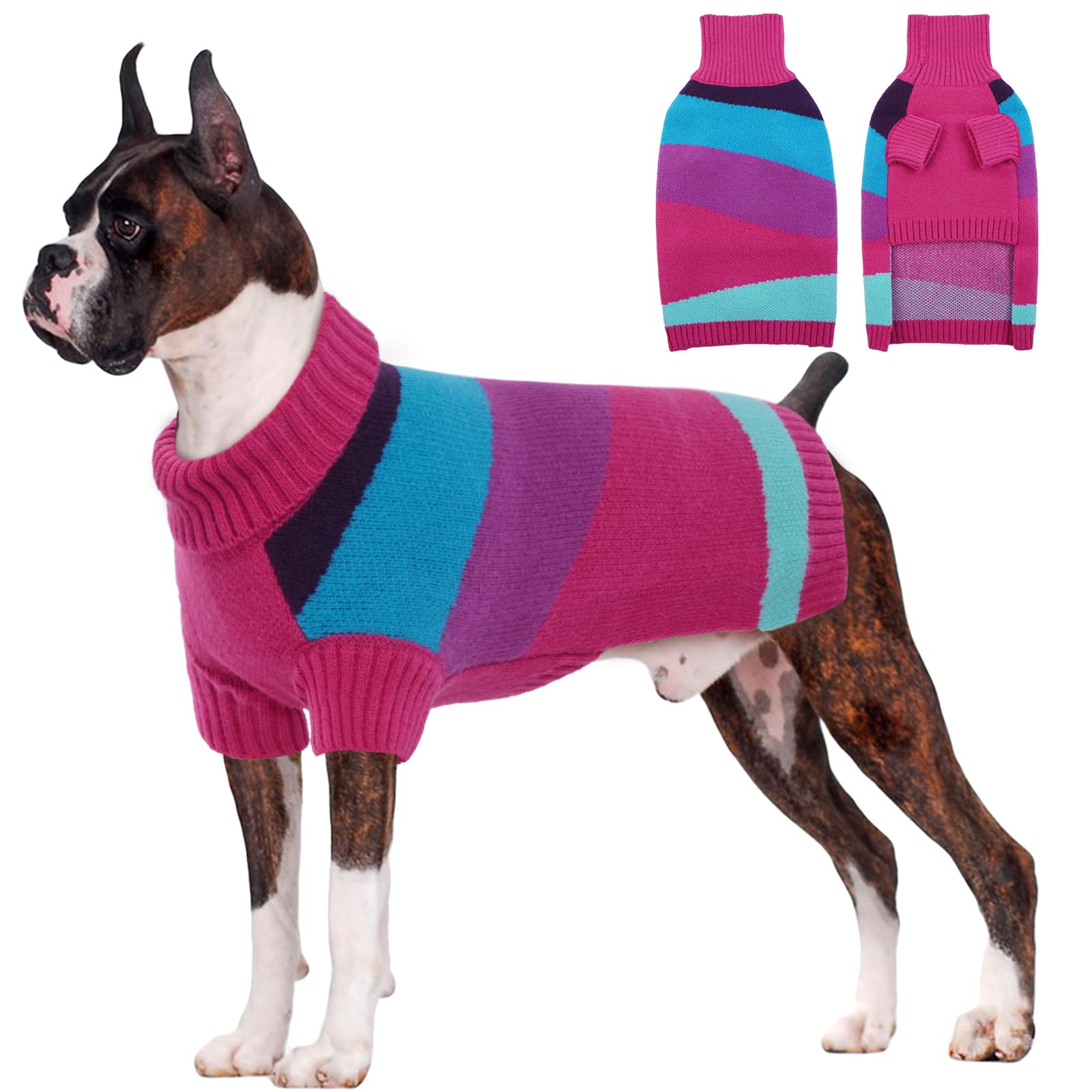 OUOBOB Large Breed Dog Sweater, XXXXL Dog Jumper - Warm Turtleneck Christmas Jumper for Great Dane, Rottweiler