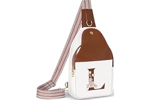 Lizznoe Personalized Crossbody Bag for Women Leather Sling Bags with Initial Letter Chest Bag for Travel, Gift for Mom Wife