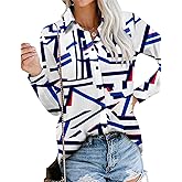 Magritta Women's Shirts Fashion Casual Loose Fit Long Sleeve Button Down Lightweight Collared Blouse Tops