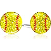 Softball Earrings for Women Sparkly Softball Earrings Round Stud Earrings Sport Lover Holiday Party Jewelry for Women