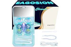 EAGOSION UV Contact Lens Cleaner Machine EV Plus, Ultrasonic UV Cleaner for Contact Lens Night Contact Lens Care Magnetic Cleaning Slot USB Charger for Long-Term Colored Lens & RGP Lens