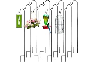 Suzile 12 Pcs 48 Inch Shepherds Hooks for Outdoor Bird Feeders Pole Metal Garden Hooks Hangers for Hanging Plants, Lanterns, Solar Lights, Windchime, Weddings Decor