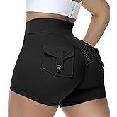 COFCAT Booty Shorts for Women Scrunch Butt Shorts with Pocket Cargo Workout Biker Gym Bottoms