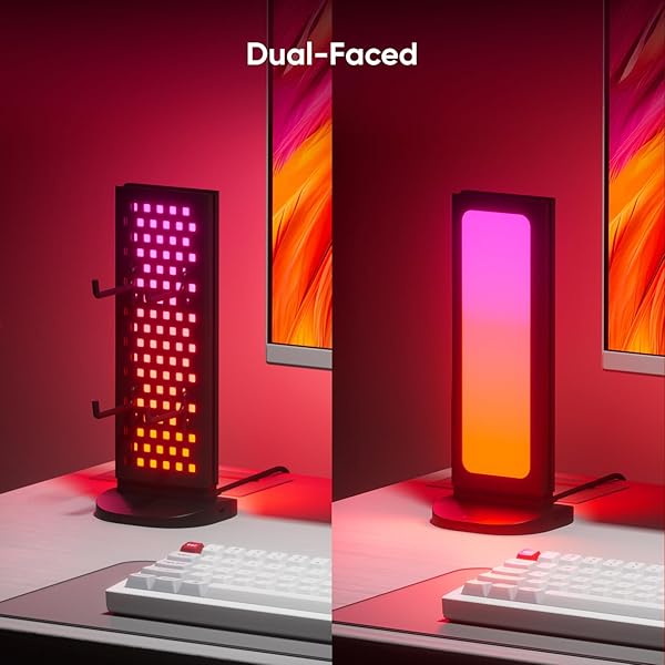 NANOLEAF PEGBOARD DESK DOCK, 3-IN-1 SMART TABLE LAMP WITH DUAL-SIDED LED LIGHTING, USB-A & USB-C CHARGING, 50 LUMENS, 64 RGB LEDS, WORKS WITH NANOLEAF DESKTOP APP, BLACK