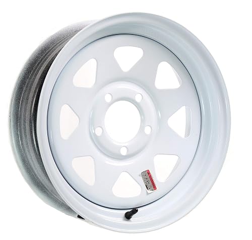 ECustomrim 2-Pack Trailer Wheels - 15x6 White Spoke Rims 6 Lug On 5.5" Pattern
