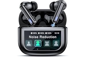 ZIUTY Wireless Earbuds Bluetooth Headphones, ANC/ENC Noise Cancelling, Ear Buds with Multifuntional Touch Screen, 40H Stereo Sound for Sports, IPX7 Clear Calls, 5 EQ for iOS Android (Jet Black)