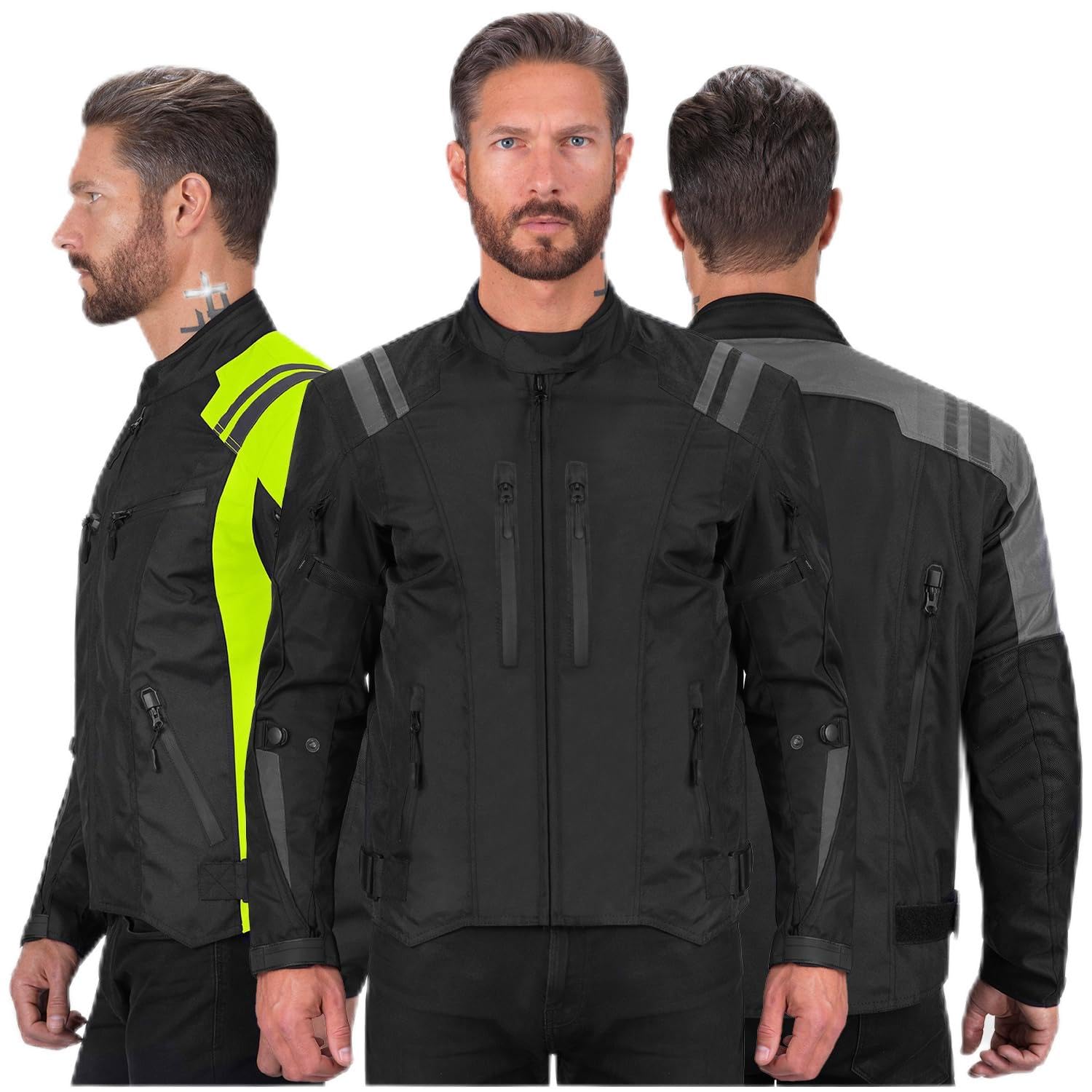 Photo 1 of Nomad Motorcycle Jacket for Men, Ironborn Biker Jacket, Cruiser Sportsbike Enduro Mens Riding Jacket with Armor Protection (US, Alpha, Small, Regular, Regular, Gray)