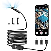 [Dual-Lens] Endoscope Camera with Light,1920P HD Borescope with 8+1 Adjustable LED Lights, IP67 Waterproof Endoscope with Semi-Rigid Snake Cable, Inspection Borescope for iOS and Android-16.4ft
