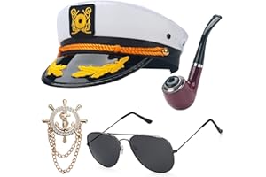 ERDOGLY Yacht Captain Hat, Sailor Hat Costume Accessories Set with Navy Scarf and Sunglasses, Nautical Hats for Men Women