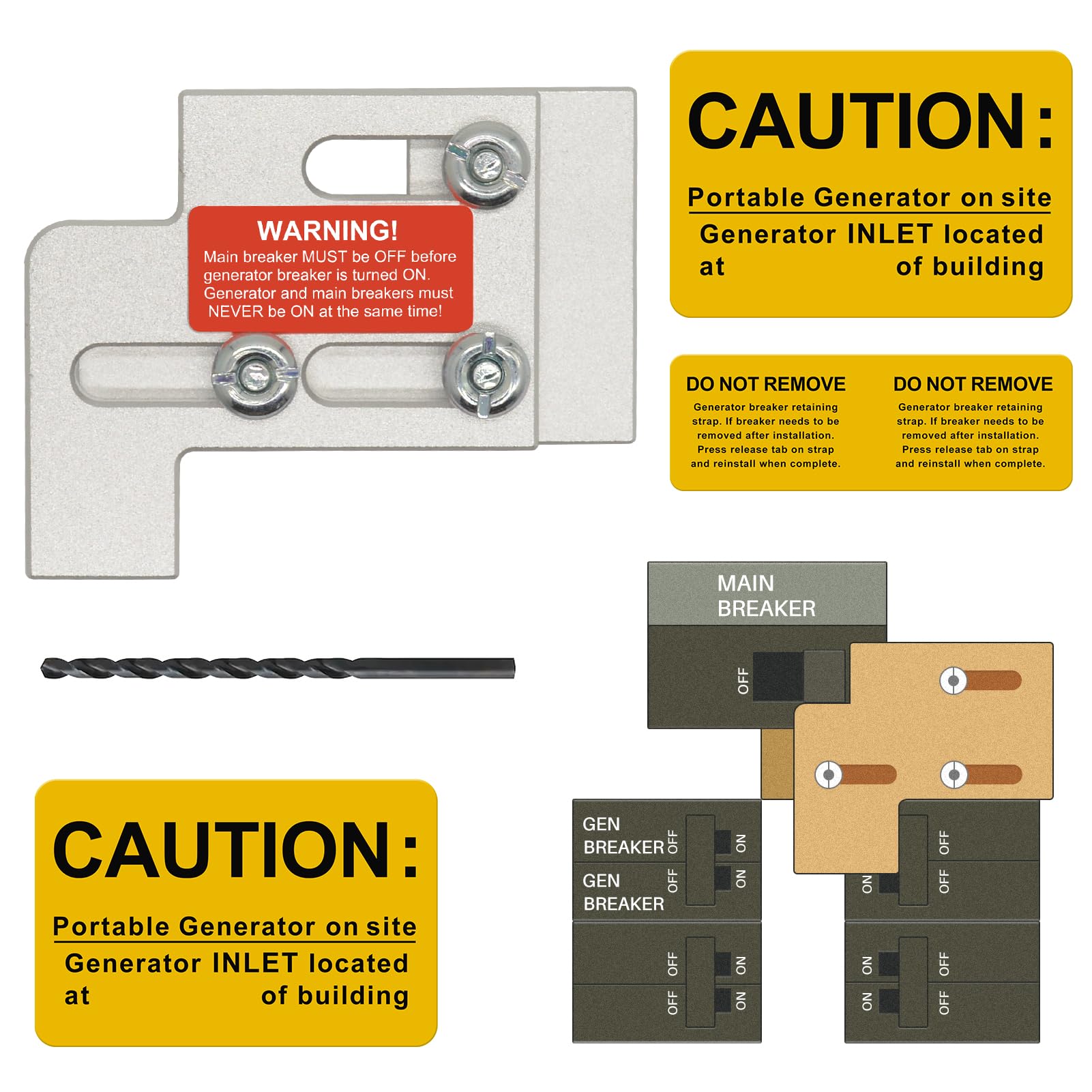 Photo 1 of Generator Interlock Kit Suitable for Square D QO and Homeline 100 or 125 Amp Panels, 3/4 Inch Spacing Between Main and Branch Breaker, Safety Manual Lockout Transfer Switch