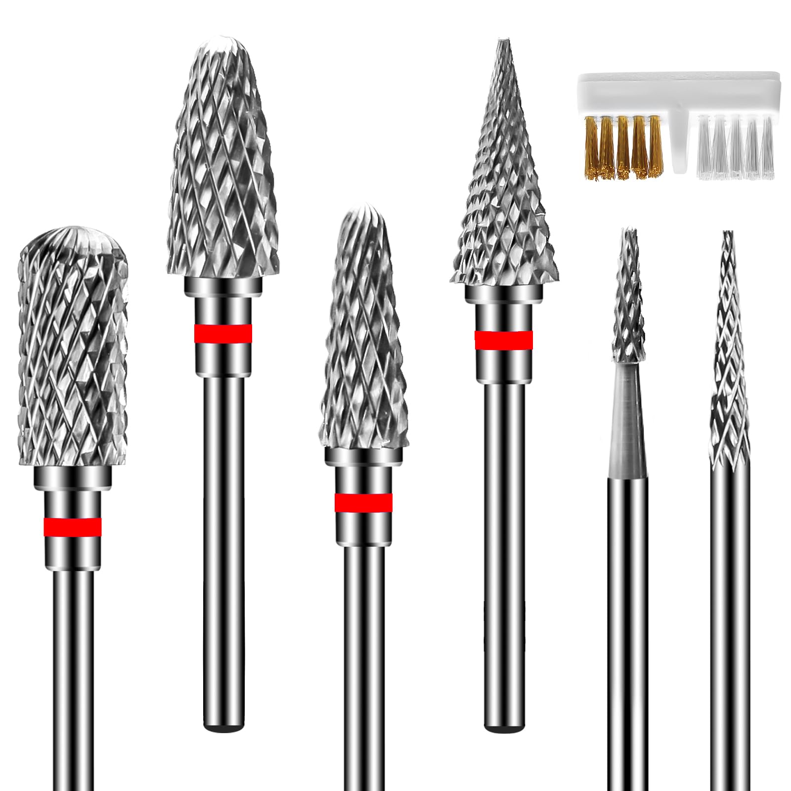 Diesisa 6PCS Nail Drill Bits, 3/32 Inch Efile Nail Drill Bits, Tungsten Steel Electric Nail File Bits, Professional Cuticle Drill Bits for Acrylic and Gel Nails (Fine)