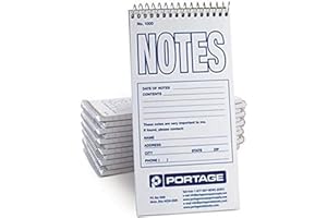 PORTAGE Notes Notebook Top Spiral Reporter's Size, 70 Sheets 140 Pages 4 x 8 inch | Sturdy Steno Pad Perfect Police Note Pad and Great For Lists (12 Pack) (Narrow Ruled)