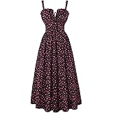 Scarlet Darkness Summer Dresses for Women 2026 Floral Corset Dress Long Milkmaid Dress with Pocket