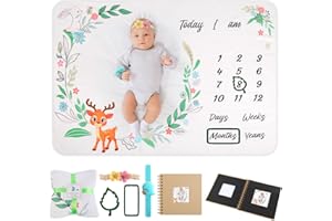 Baby Monthly Milestone Blanket, 51"x40" Newborns Month Blanket Gift for Baby Shower, Soft Plush Photo Prop Blanket for Boy&Gi