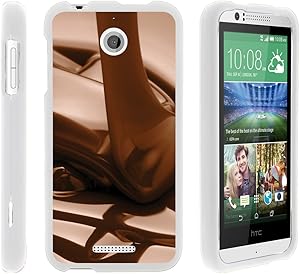 TurtleArmor | Compatible with HTC Desire 510 Case [Slim Duo] Hard Lightweight PC Plastic Rubberized Coating 2 Piece Cover Shell on White Food and Snack Image Set - Melted Chocolate