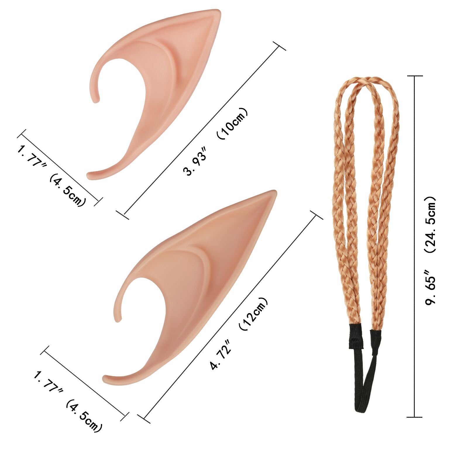 LANMOK 2pair Latex Elf Fairy Ears for Anime Hobbit Cosplay Halloween Party Decor