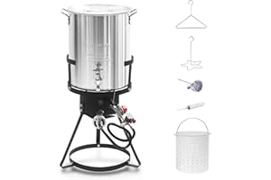 RED MOUNTAIN VALLLEY Red Mountain Valley 30Qt Turkey Fryer with Propane Burners for Outdoor Cooking, Aluminum Turkey Fryer Pot Basket, Propane Deep Fryer, Seafood Boil with Spigot,Timer, Marinade Injector, Turkey Rack