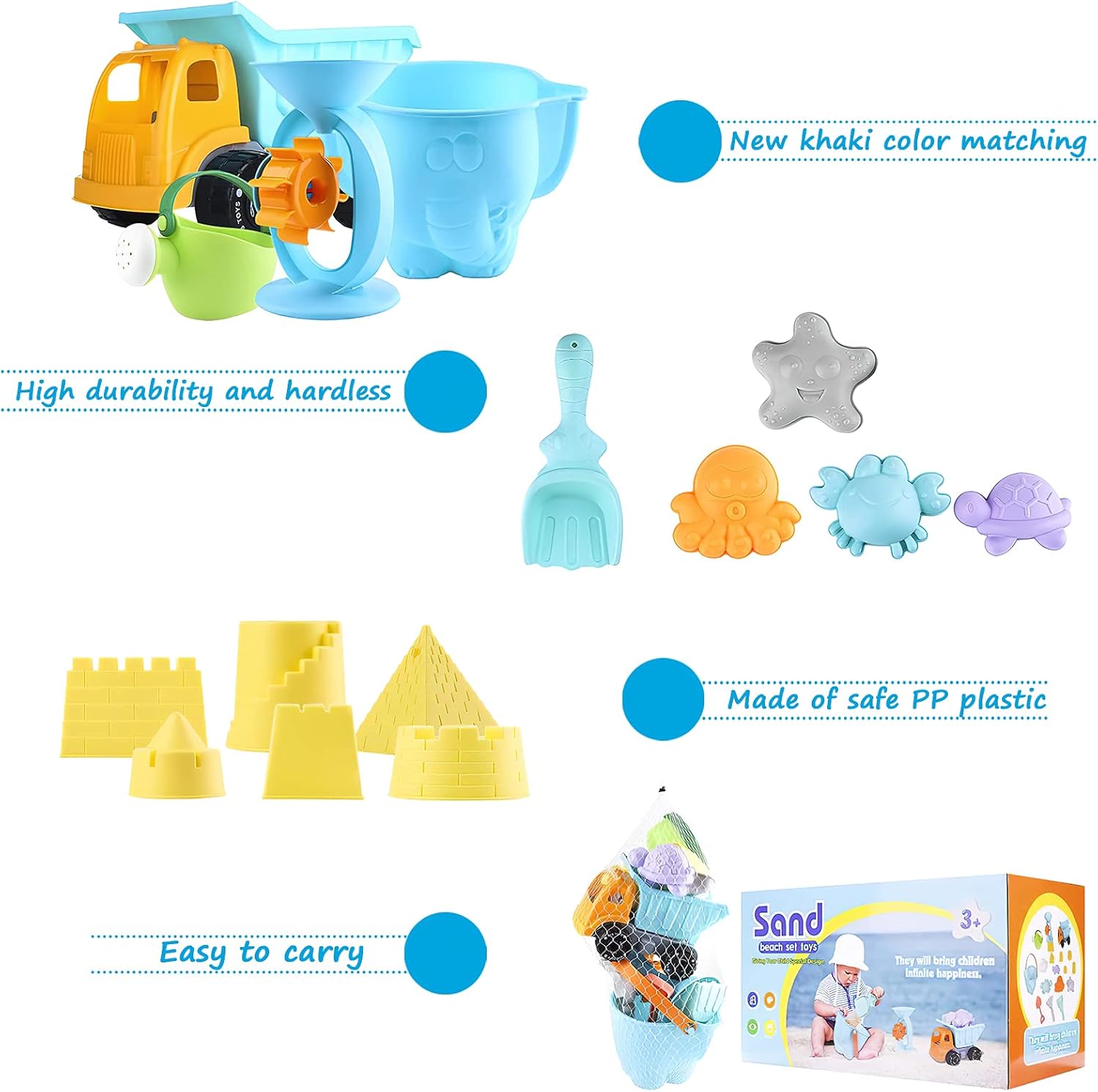 balnore Beach Toys with 20 Pieces Mesh Bag with Pail Car Animals Castle and Other Tools Kit Macaron Sand Play Set for Kids, Beach Toys Set Gifts for Boys and Girls: Toys & Games