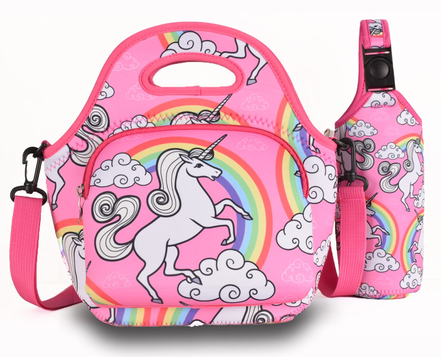 7-Mi Lunch Bag for Kids -Insulated Children Lunch Box Thermal Cooler with Bottle Holder Resistant Reusable for School Picnic Travel Work(Pink Unicorn)