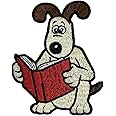 Pawprint Family | Gromit Reading Sew on Patch | Wallace and Gromit Official Merchandise, Red, cream, brown