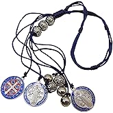 St Benedict Home Protection Door Hanger with Mini Bells and Medals Prayer Card Set