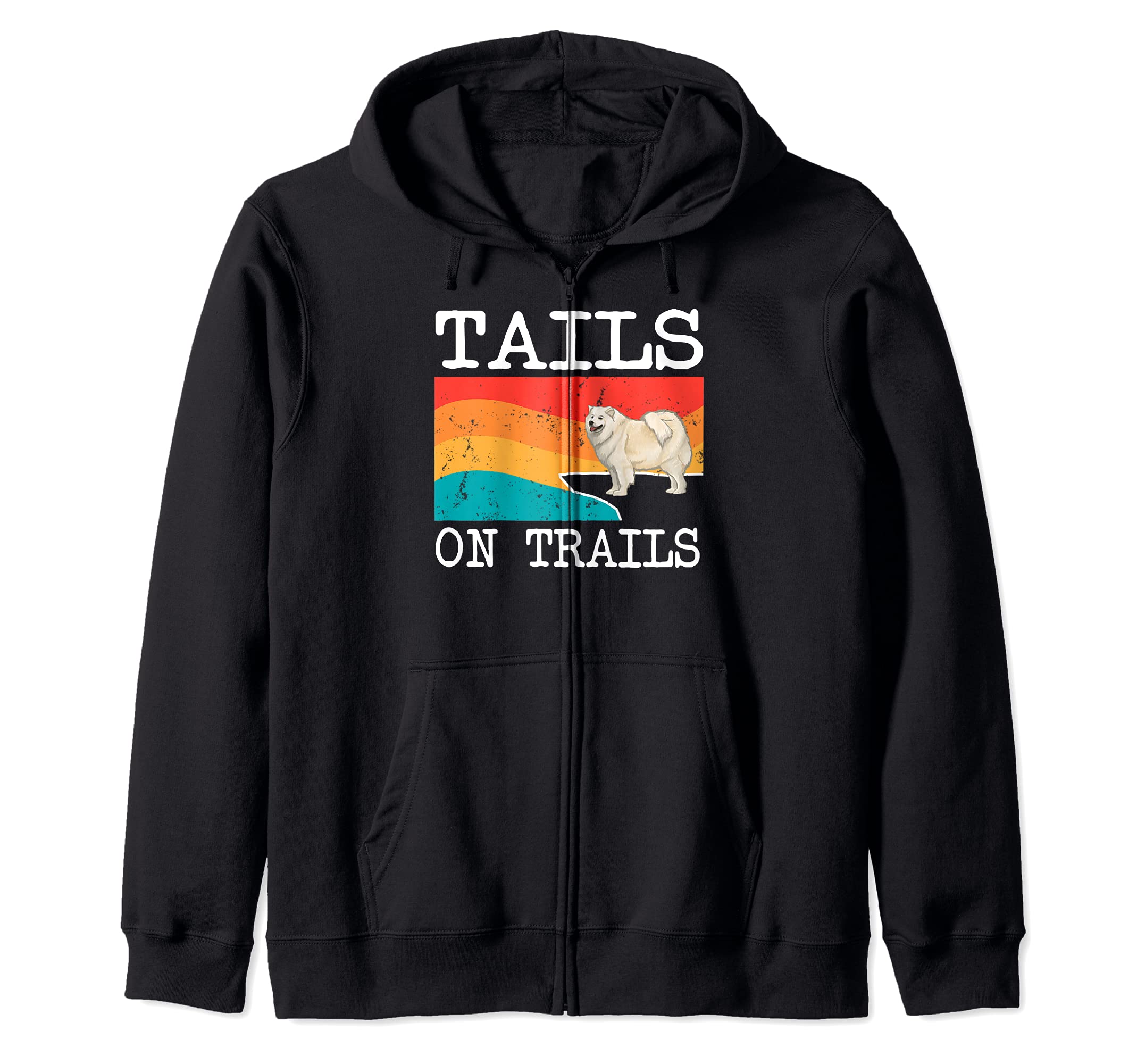 Tails On Trails Samoyed Dog Funny Hiking Zip Hoodie