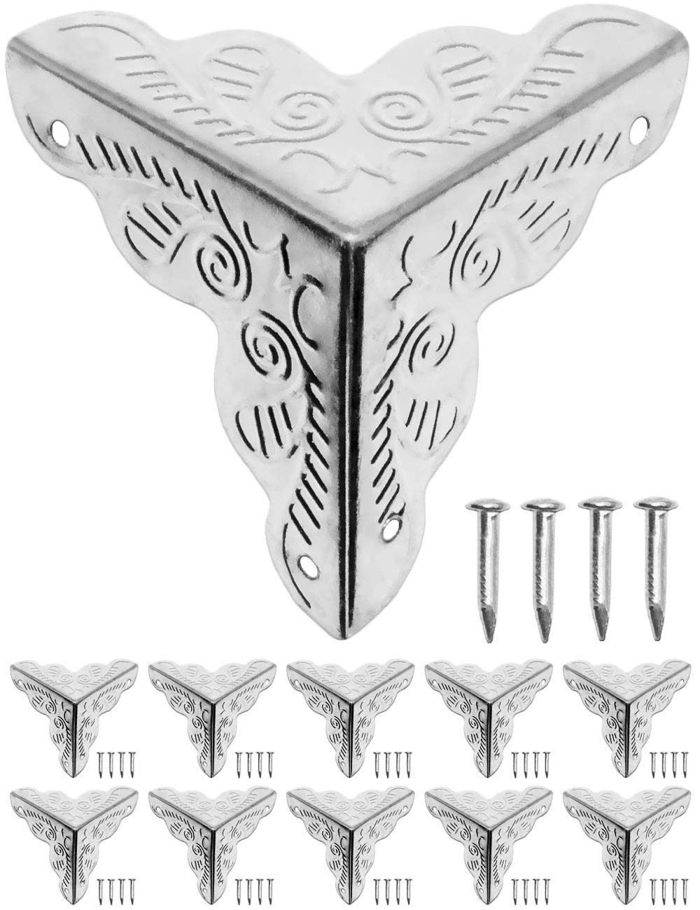 FUXXER 10x Antique Furniture Corner Protector Corner Protector Corner Protector Edge Protector 25x25mm Silver