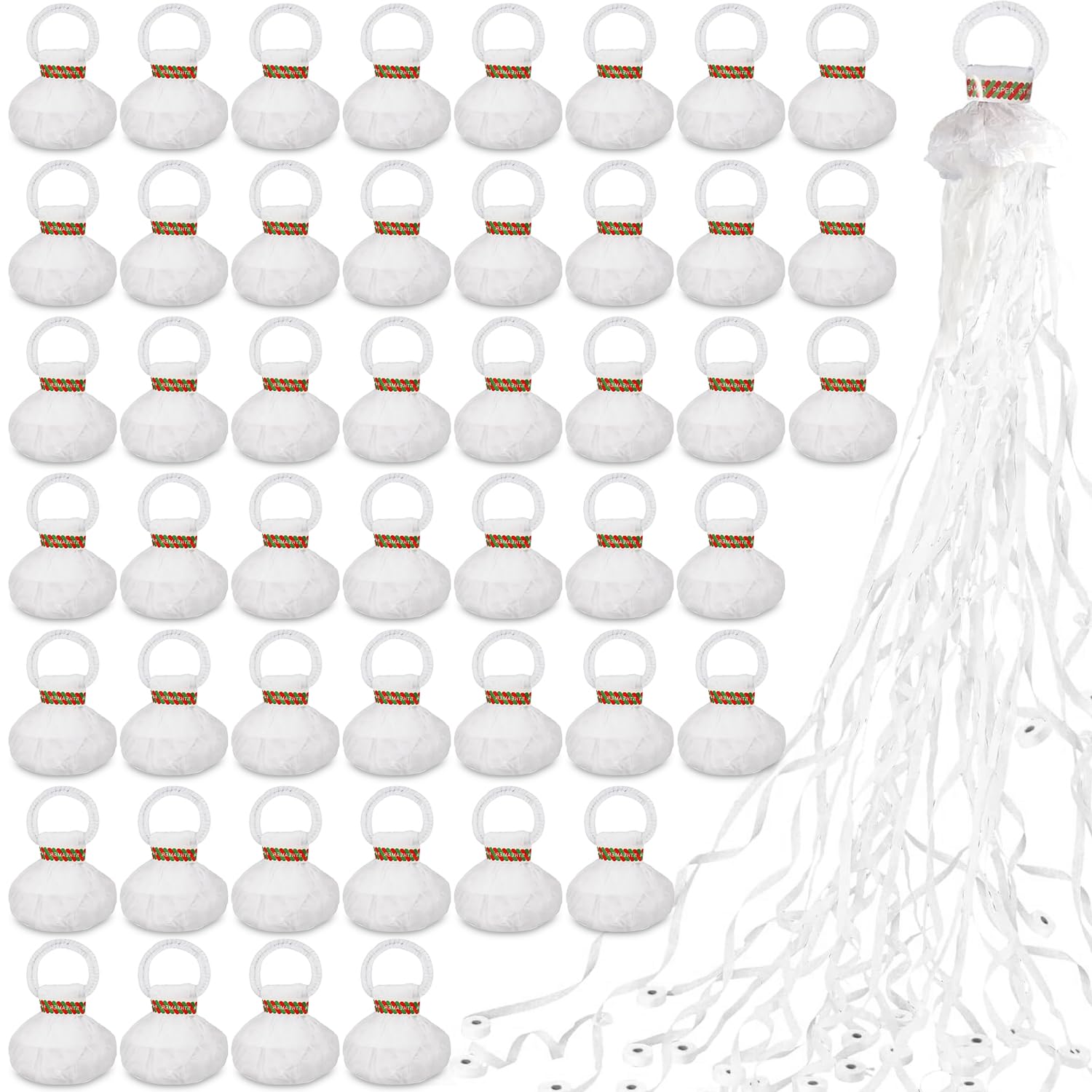 Photo 1 of 50 Pcs Hand Throw Streamer Poppers White No Mess Confetti Poppers Party Poppers Confetti Streamers for Wedding Birthday Graduation Party Celebrations