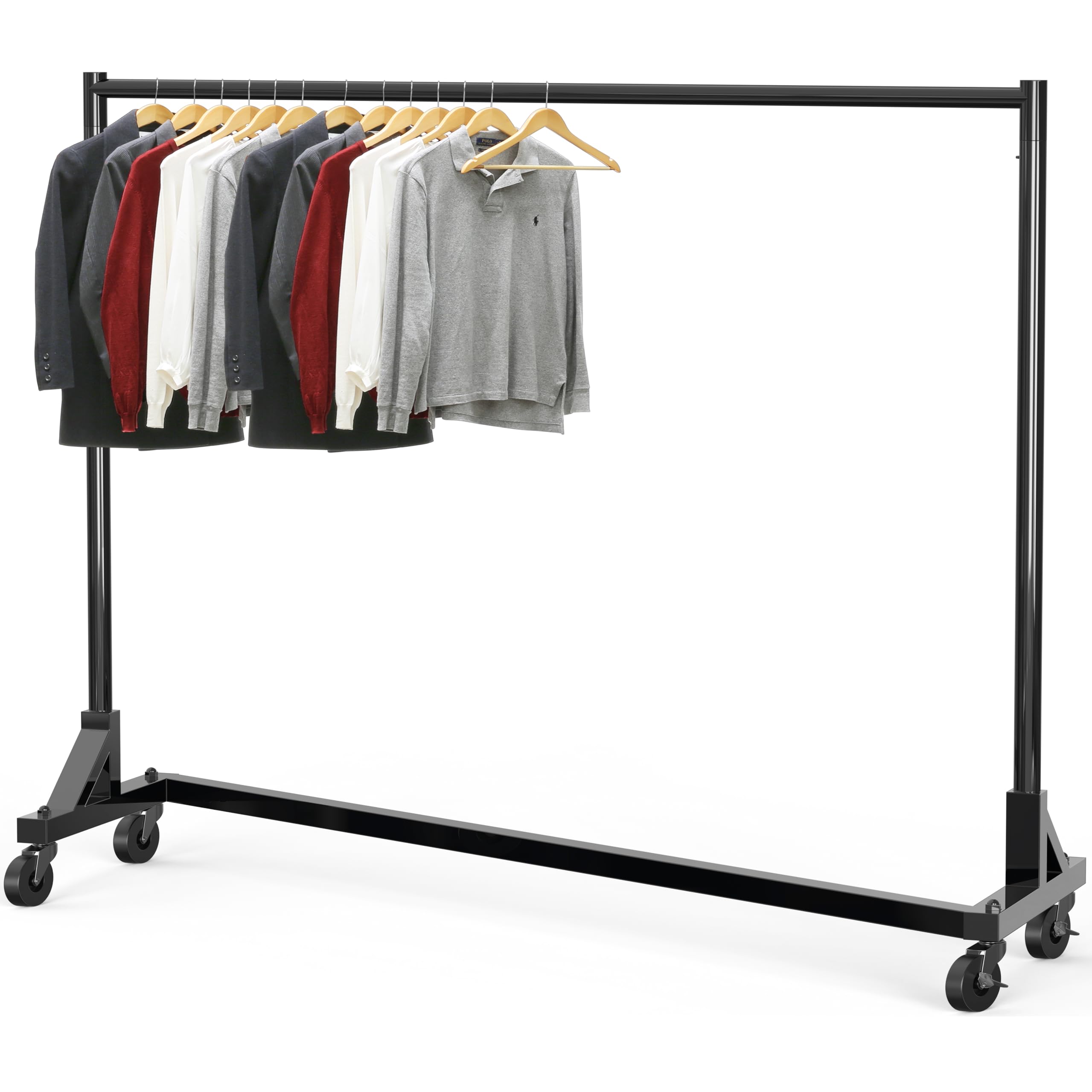 Photo 1 of Simple Houseware Industrial Grade Z-Base Garment Rack, 500lb Load with 63 Inches Extra Long Bar, Black