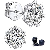 MomentWish Moissanite Earrings, Birthday Gifts for Her, D Color VVS1 Clarity Moissanite Stud Earrings, White Gold Plated 925 Sterling Silver Studs Jewelry for Women Men