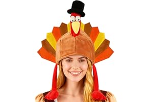 Donetuer Thanksgiving Turkey Hat for Adults Plush Thanksgiving Hats for Men Women RunningThankgiving Nignt Halloween Xmas Turkey Trot Cap Thicken Velvet Comfort Classic Costume Dress Up Party
