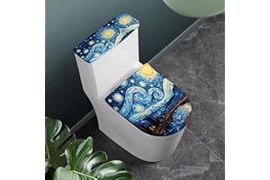 Flashideas Van Gogh Starry Night Toilet Lid Covers and Tank Cover Set Soft Plush Seat Covers Tank Lip Covers Easy to Clean Bathroom Decoration Accessories Machine Washable
