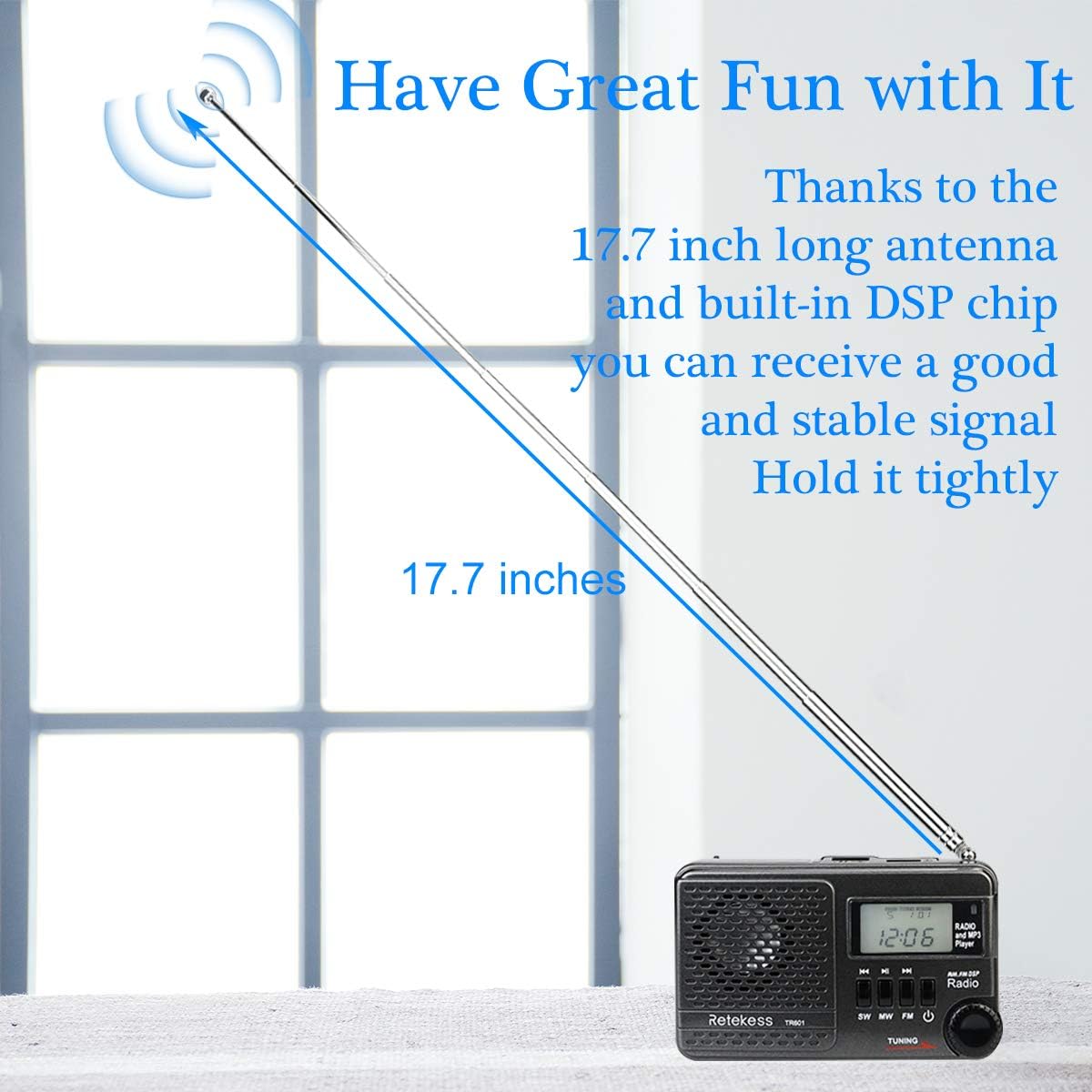 Retekess TR601 Portable Shortwave Radios with Best Reception, AM FM Radio Battery Operated, DSP Radio MP3 Player Support TF and USB Port (Black): Home Audio & Theater